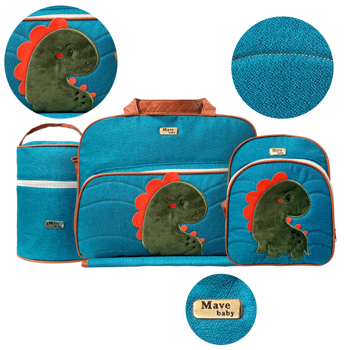 Kit 4 Peças Bolsas Maternidade Dino Saída Hospital Com Mochila Multifuncional Menino