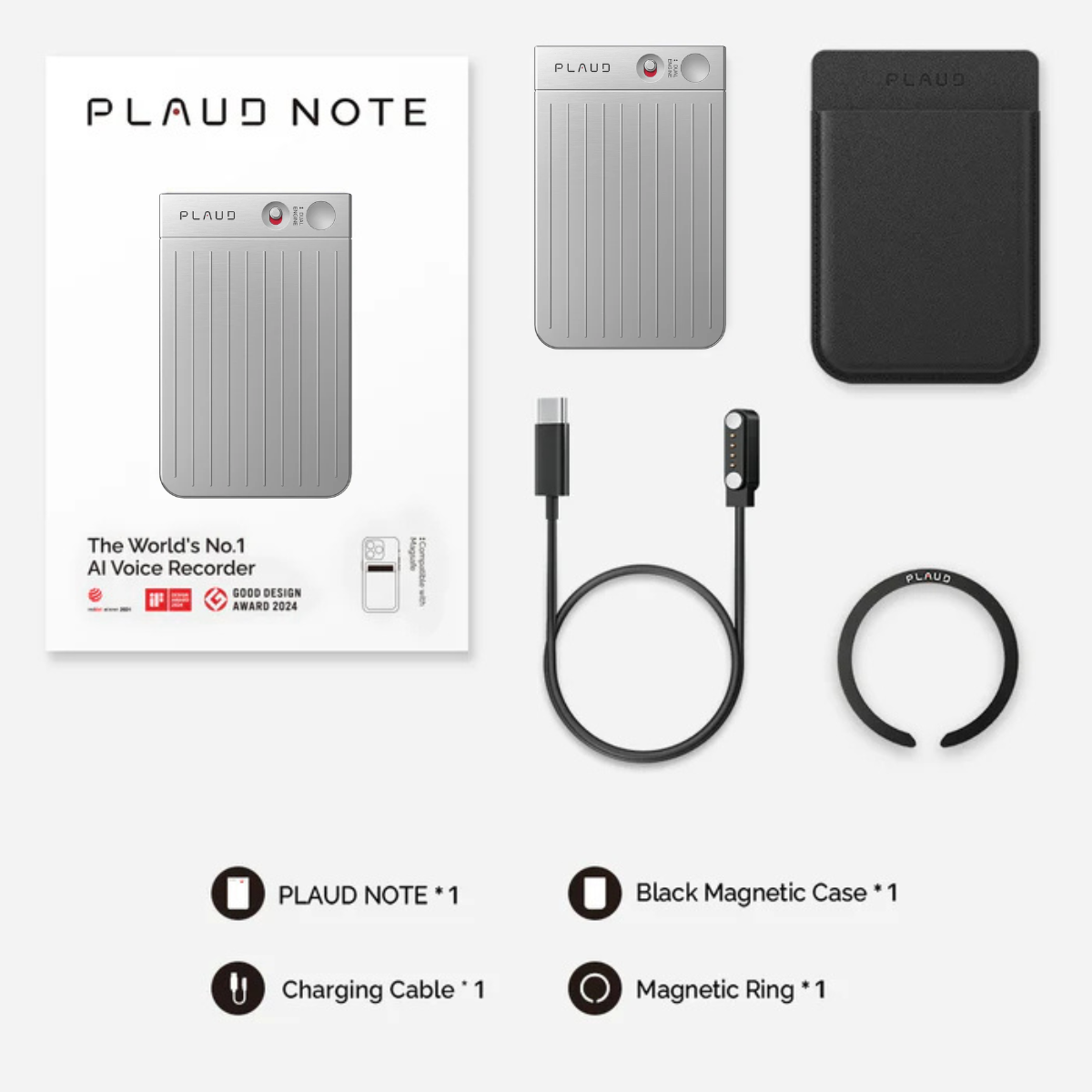 Gravador De Voz IA Plaud Note 64GB com ChatGPT E Tradução