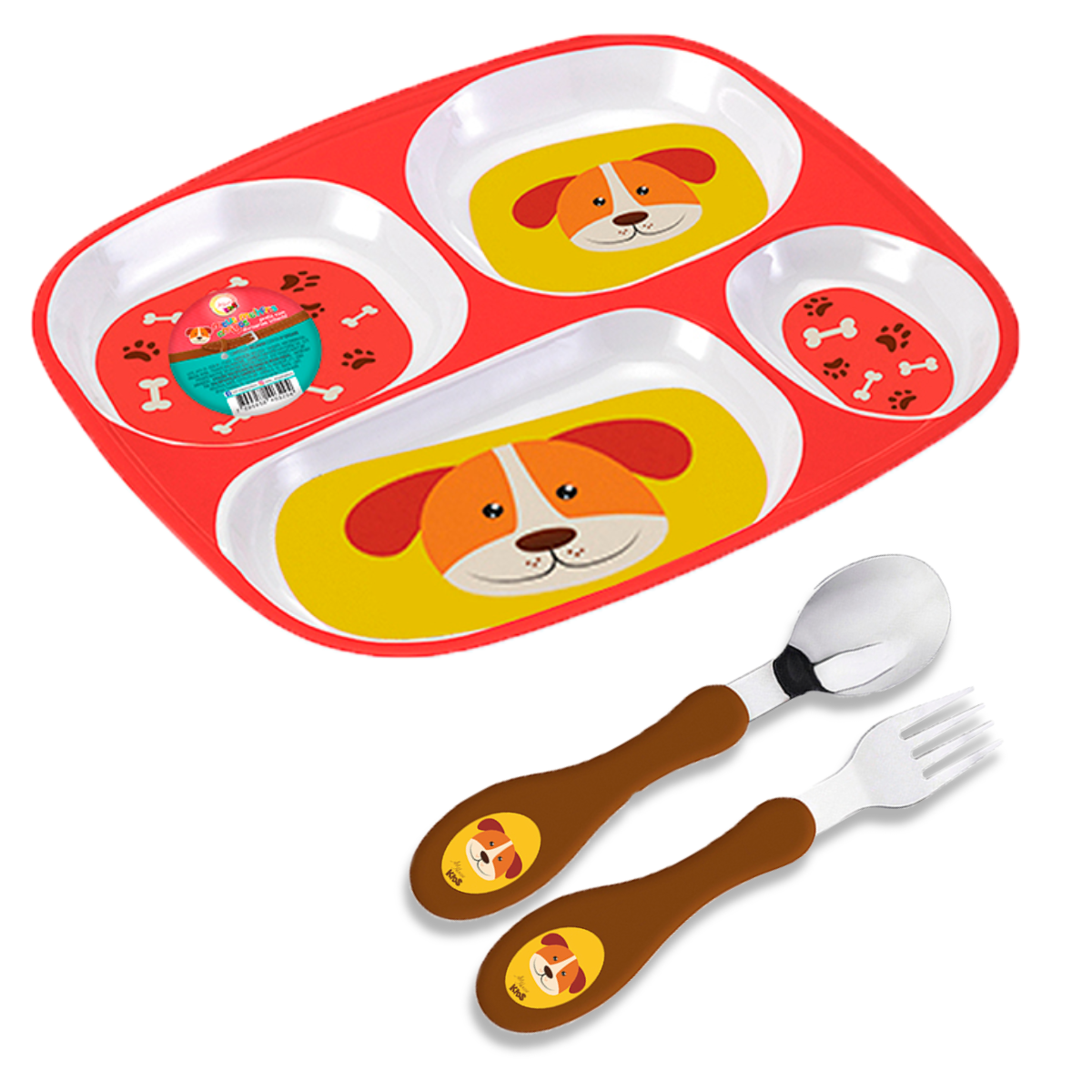 Kit Refeição Alimentação Infantil 3 Peças Prato e Talheres