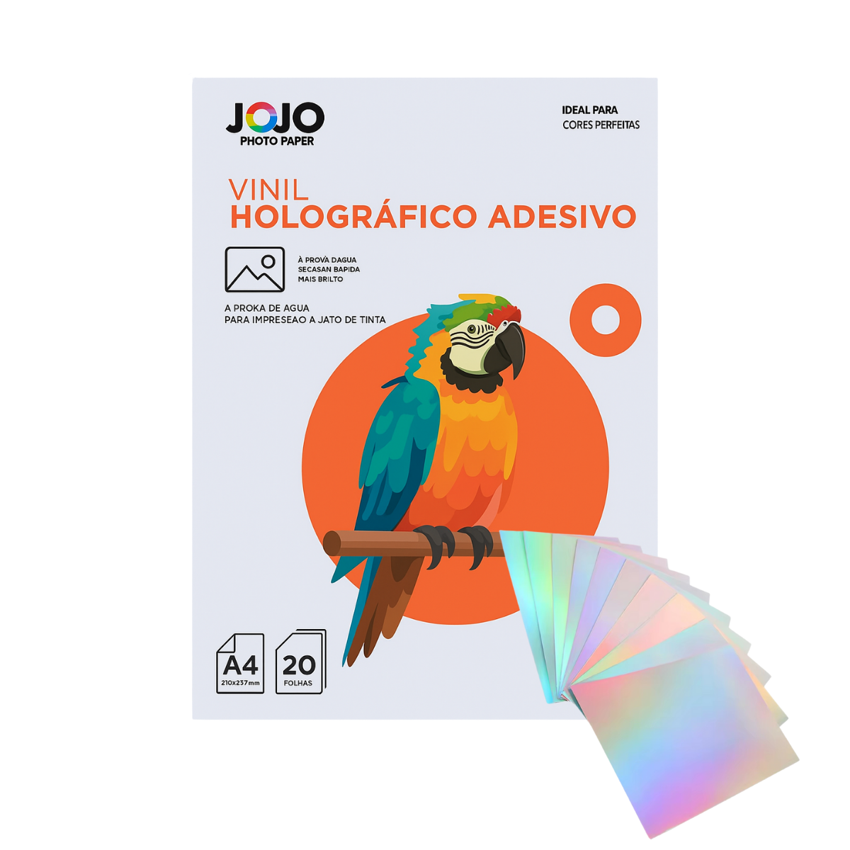 Papel Vinil Holográfico A4 20 Fls À Prova d’Água Jato Tinta