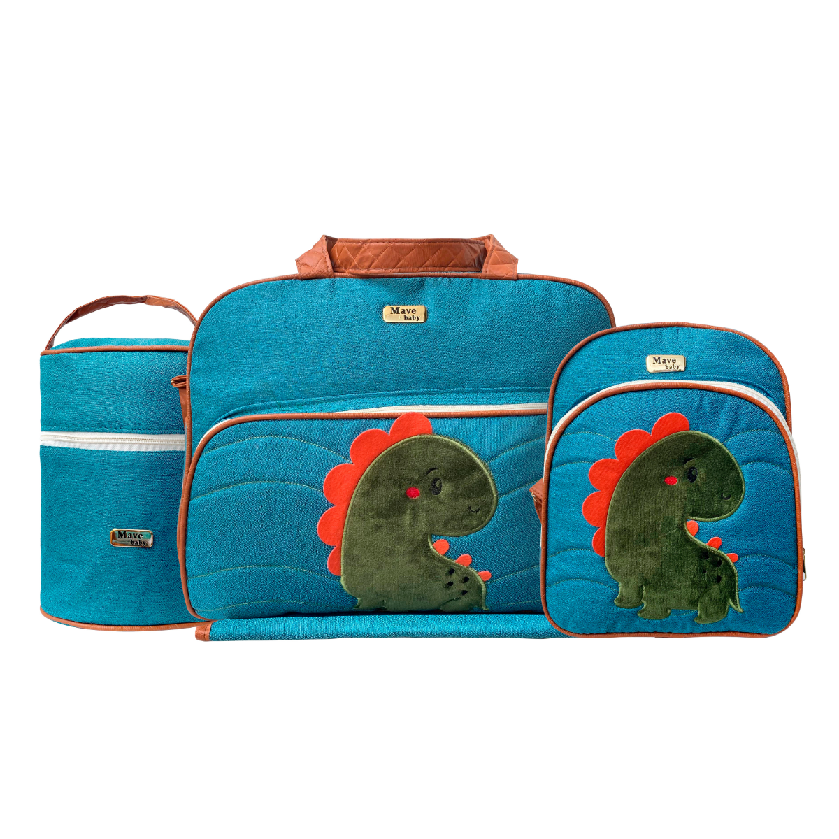 Kit 4 Peças Bolsas Maternidade Dino Saída Hospital Com Mochila Multifuncional Menino