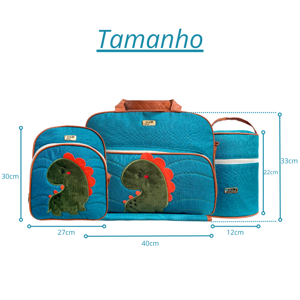 Kit 4 Peças Bolsas Maternidade Dino Saída Hospital Com Mochila Multifuncional Menino