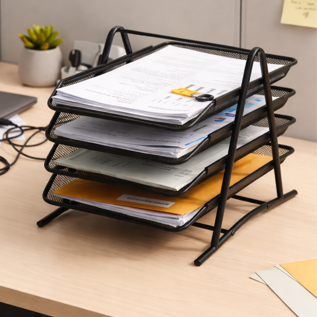 Suporte Organizador De Papel A4 Documentos Escritório Mesa