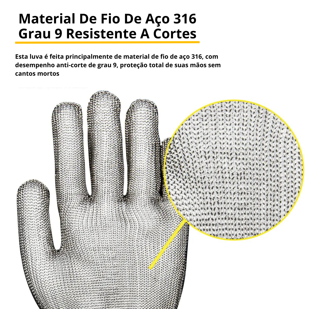 Luva De Açougueiro Anti Corte Segurança Malha Aço Inox Fios