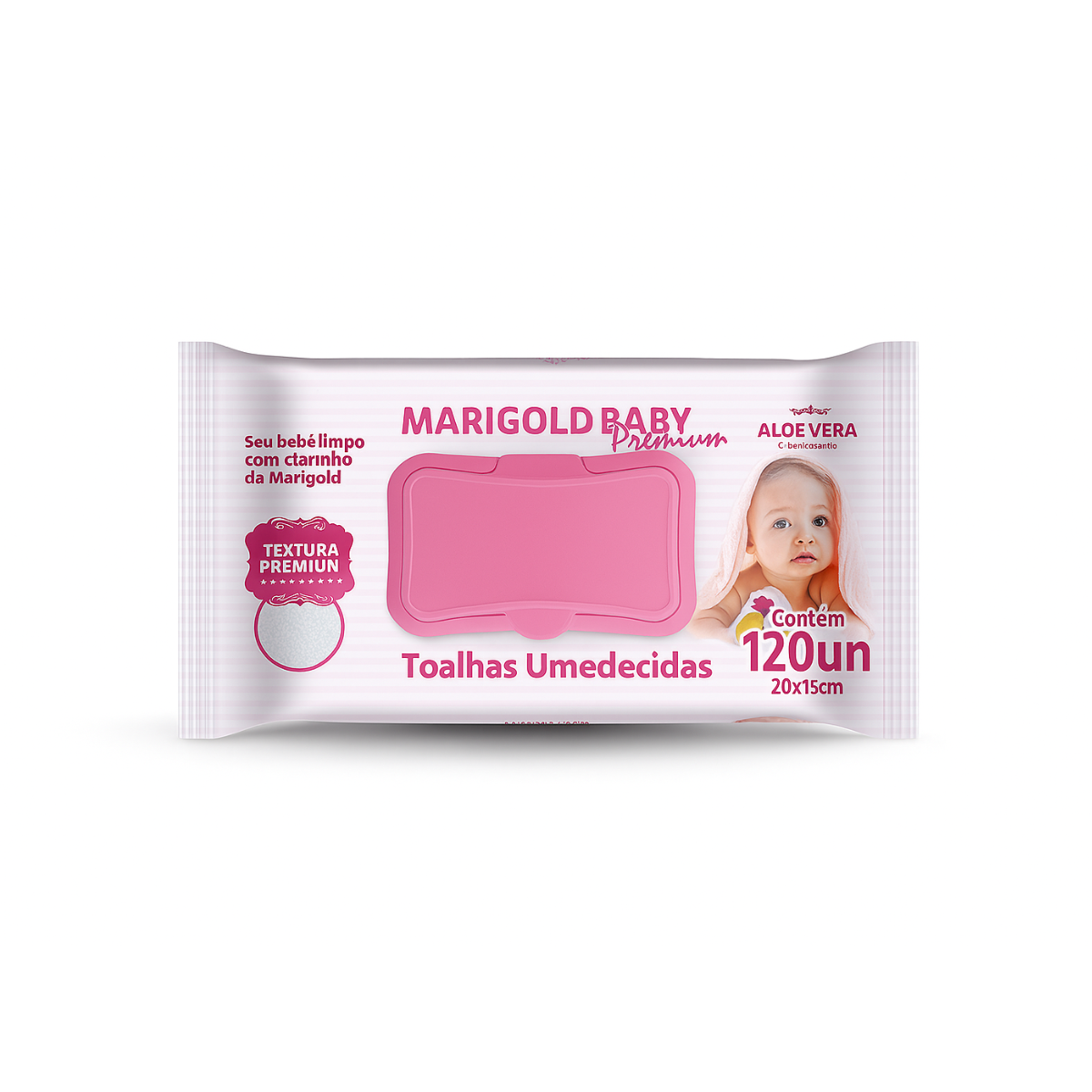Kit 6 Pacotes Lenços Umedecidos Marigold Baby Rosa 720un
