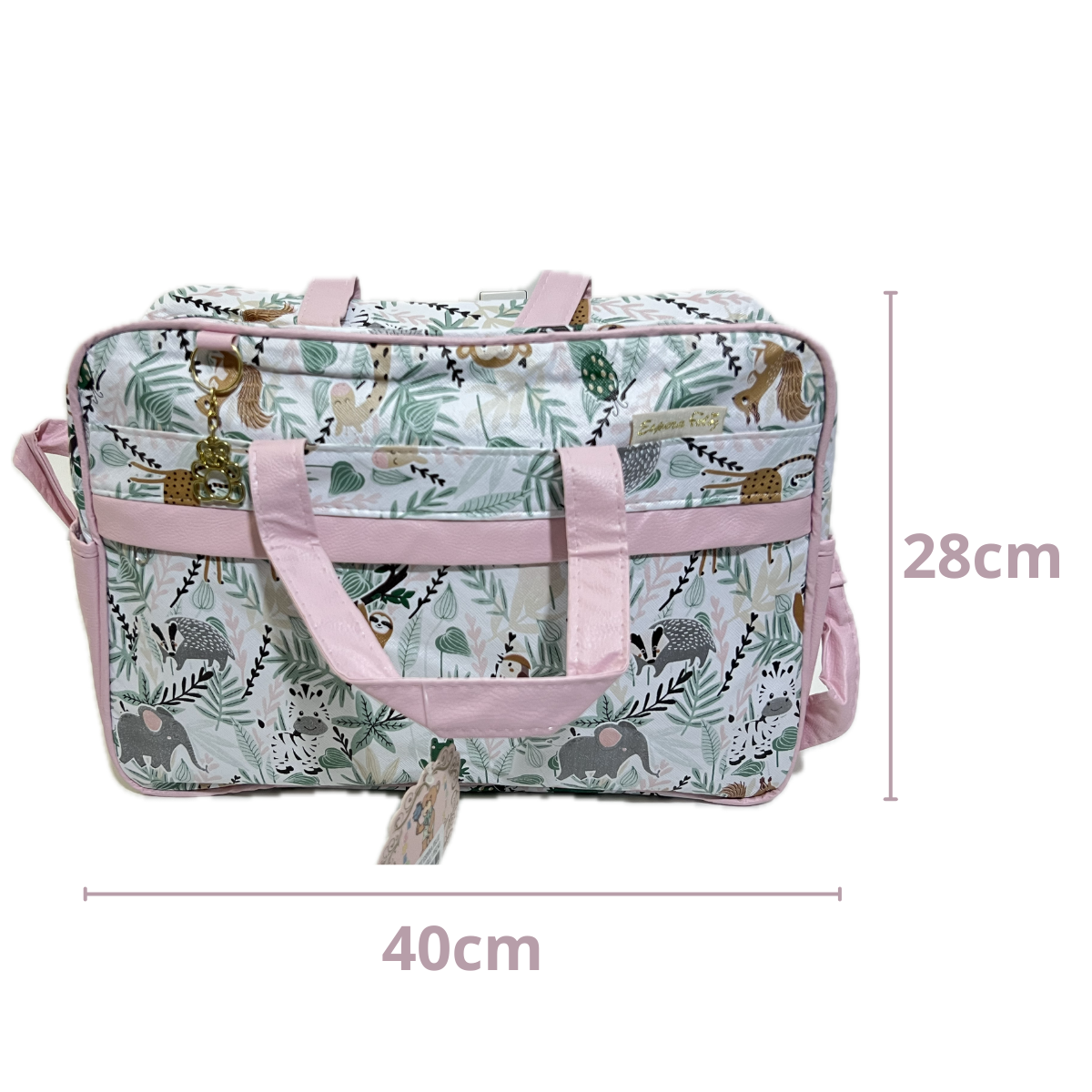 Kit Bolsa Maternidade 3 Peças Trocador Animais Safari Bebê