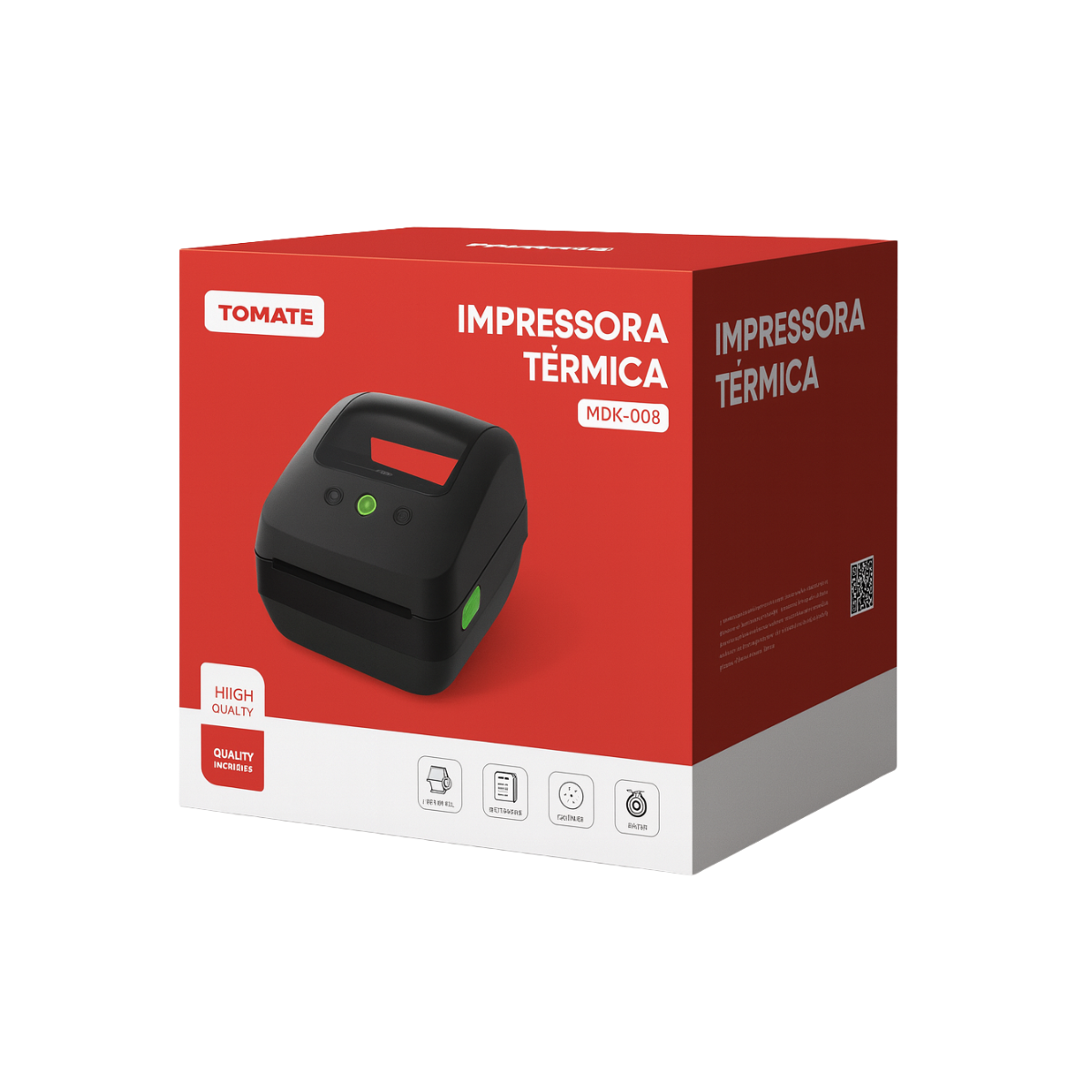 Impressora Térmica Tomate 10x15 Mdk‑008 203dpi Resma e Rolo
