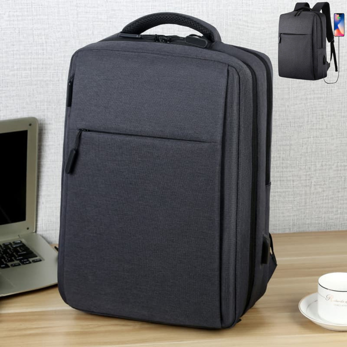Mochila Anti Furto Notebook Saida Cabo Aux Usb Fone Ouvido