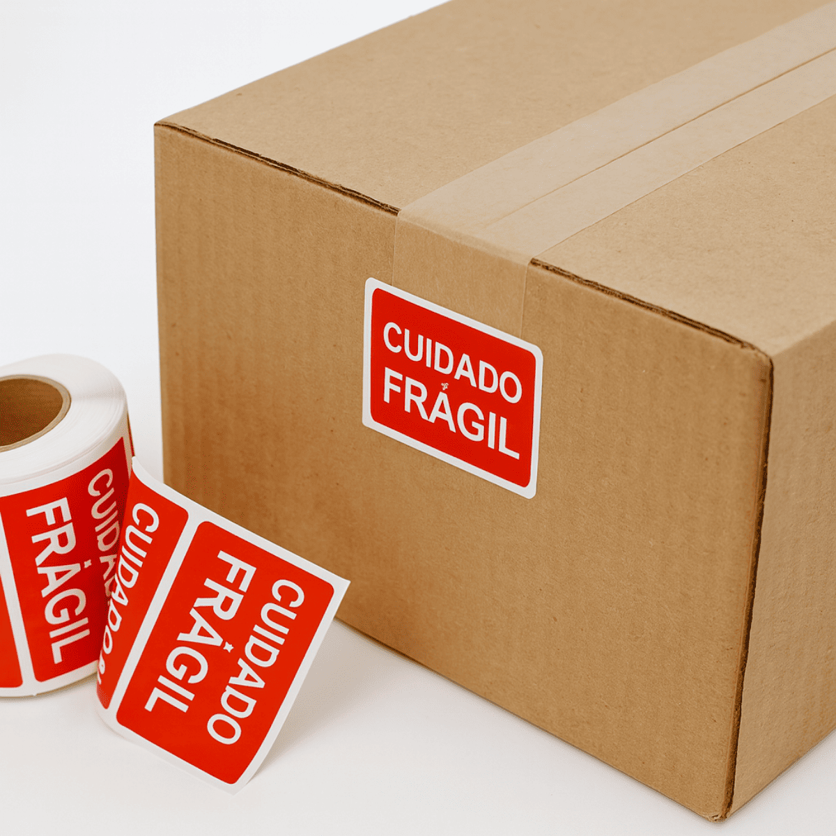Rolo Adesivo Cuidado Frágil 60x40mm 1000 Etiquetas Para Transporte Seguro