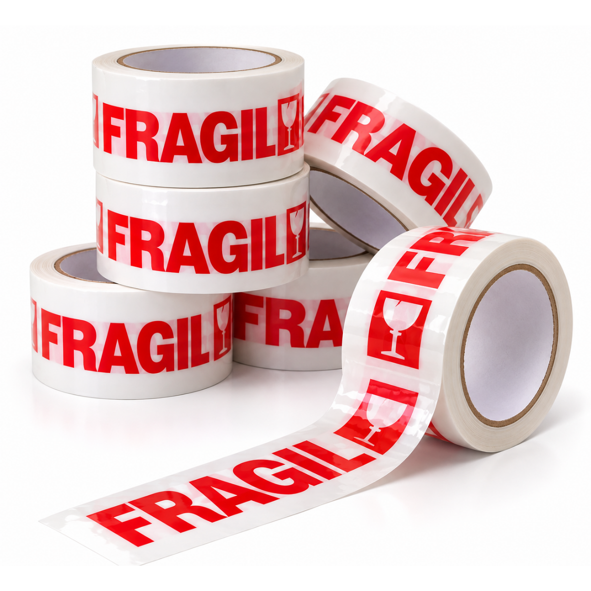 Fita Adesiva Cuidado Frágil 45mm x 100 Metros Resistente Caixa Papelão