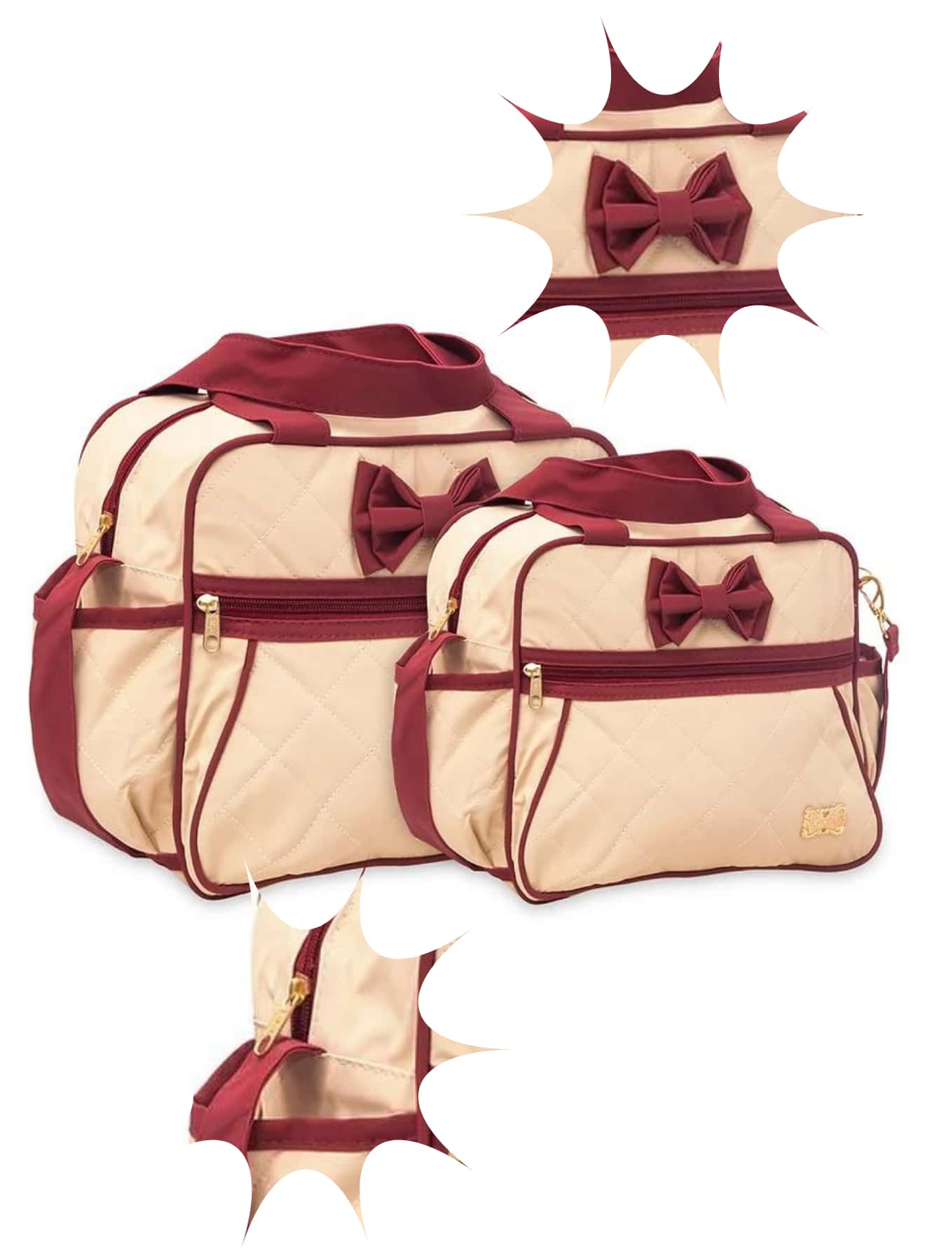 Kit Bolsa Maternidade Rosas 2 Peças Impermeável Luxo Mala De Flor Reforçada Menino Menina Bebê Barato