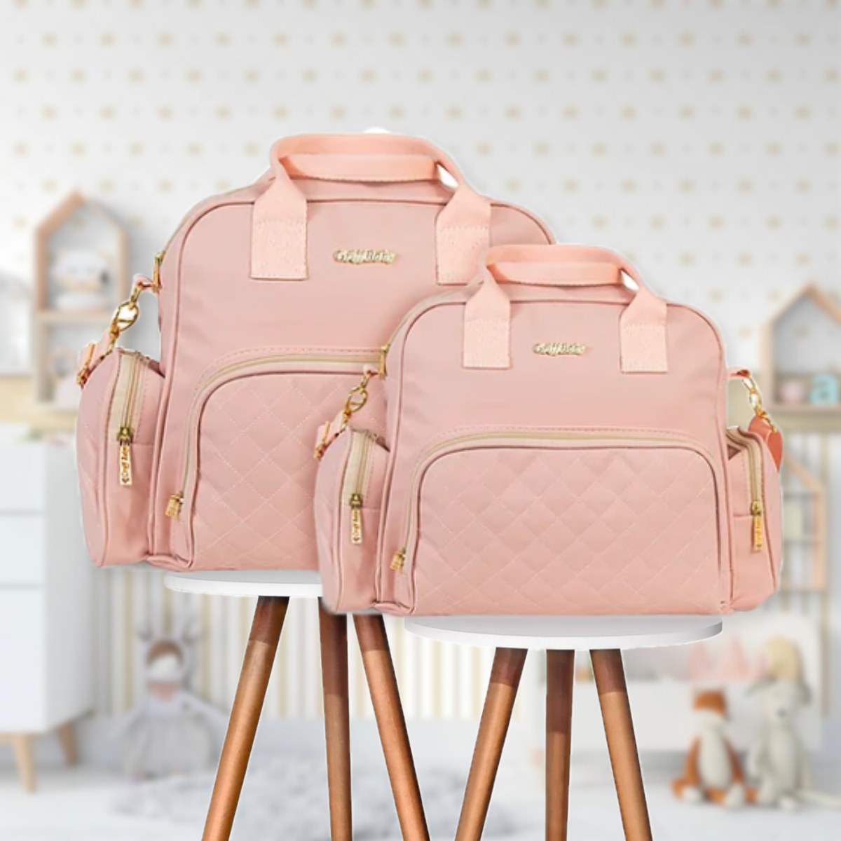 Kit Bolsa Saída Maternidade 2 Peças Mala Bebê De Griff Baby Resistente E Impermeável Menino Menina