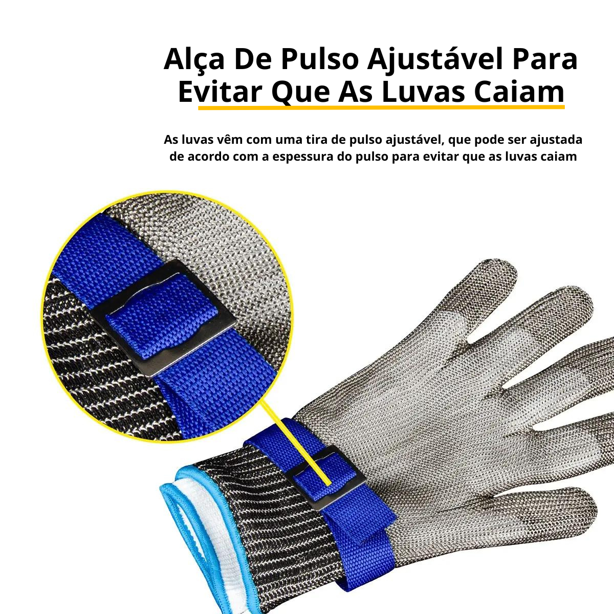 Kit 4 Luvas De Açougueiro Anti Corte Malha De Aço Inox Fios