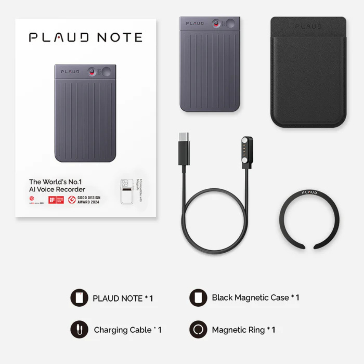 Gravador De Voz Plaud Note Tradutor ChatGPT IA 64Gb Preto