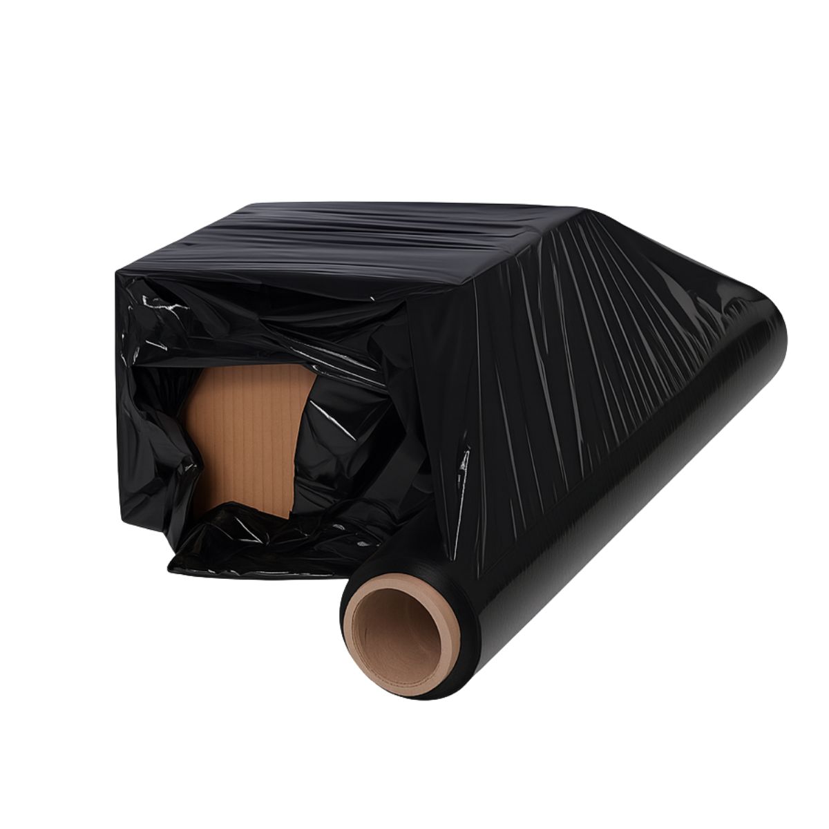 Filme Stretch Preto 3kg Rolo Bobina Plástico Embalagem 50cm X 25 Micras