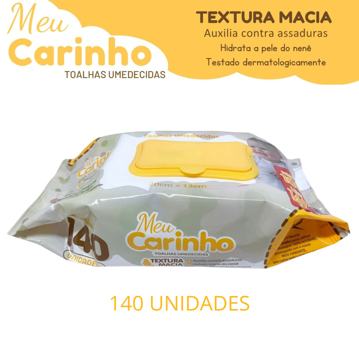 Kit 4 Unidades De Lenços Com 560 Toalhas Umedecidas 140 Unidade Cada Tampa Flip-Top