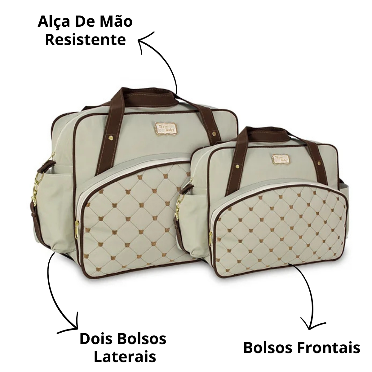 Kit 2 Bolsas Mala Saída Maternidade Bebê Luxo Com Alça Kit