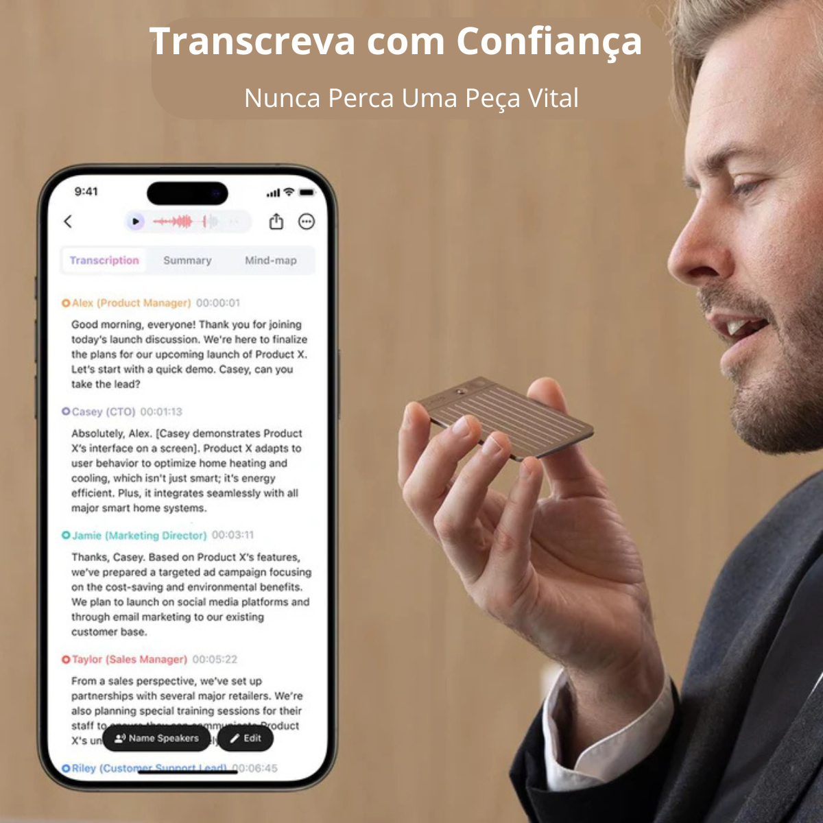 Plaud Note Gravador De Voz E Tradutor ChatGPT IA 64Gb Cinza