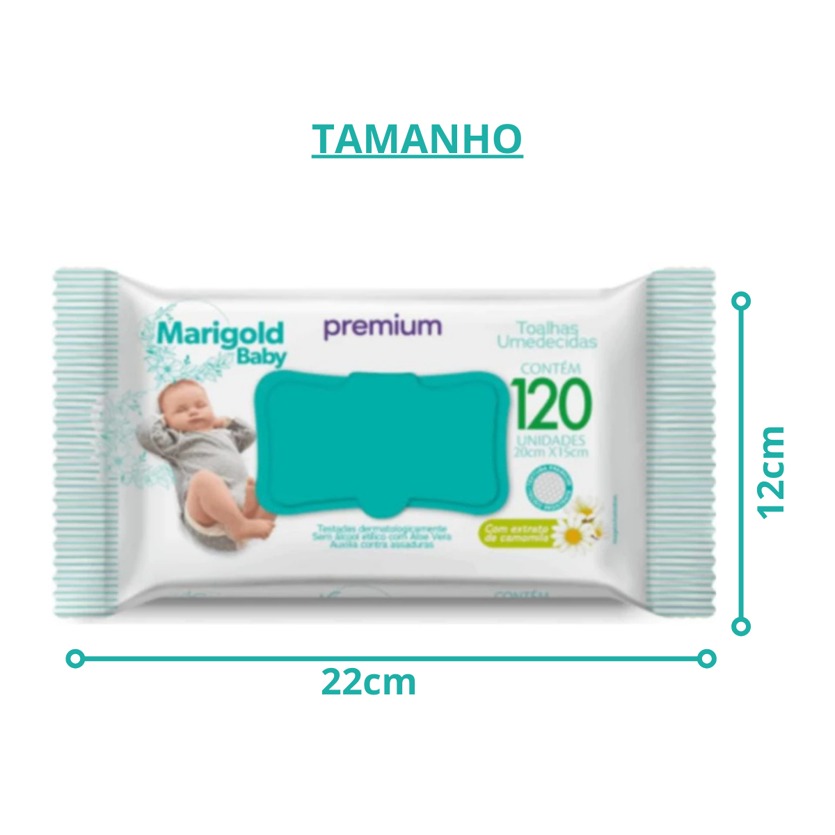 Kit 720 Toalhas Umedecidas Marigold Baby Camomila 6 Pacotes De Lenço Premium Com 120 Cada