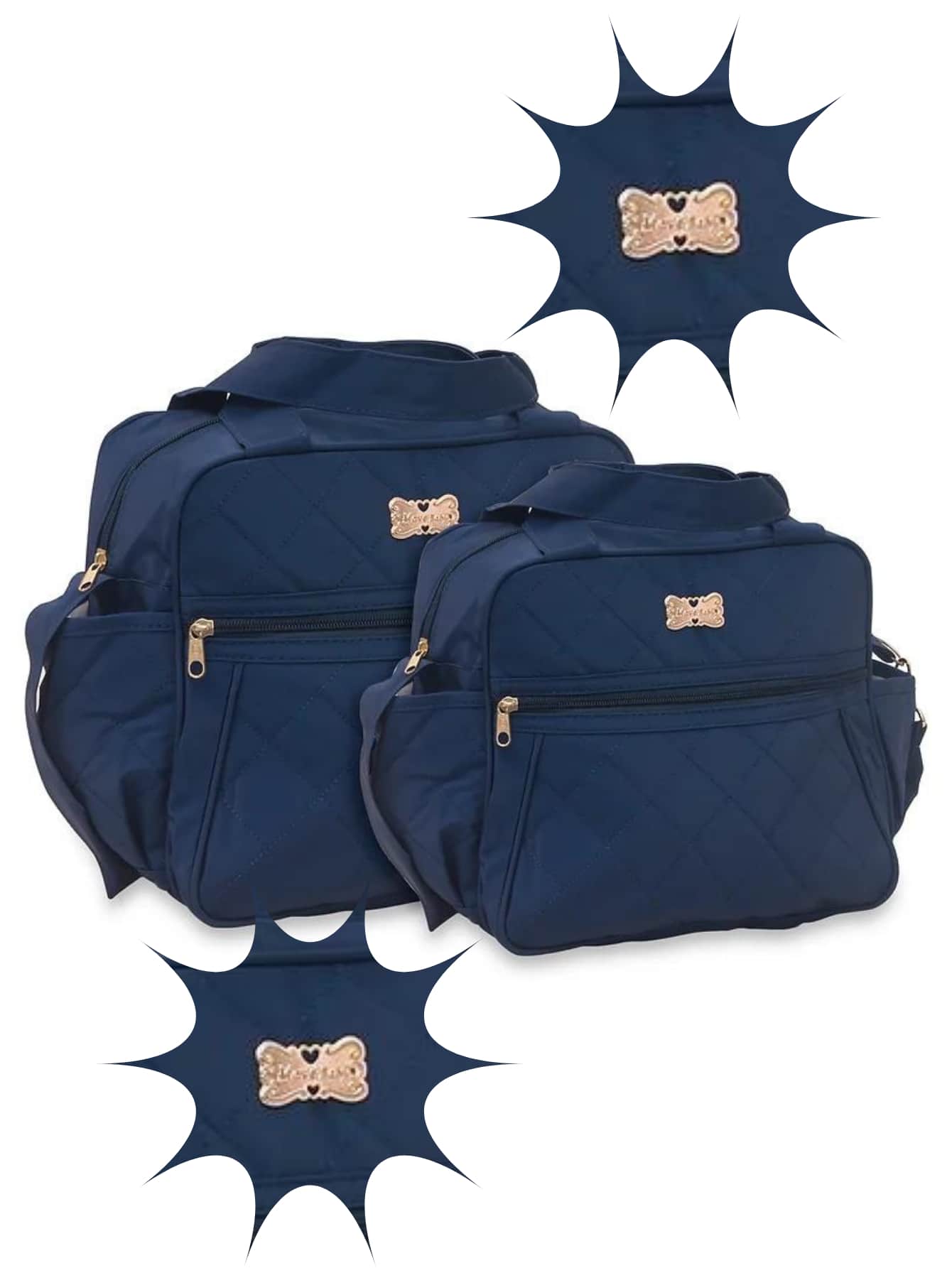 Kit Bolsa Maternidade Rosas 2 Peças Impermeável Luxo Mala De Flor Reforçada Menino Menina Bebê Barato
