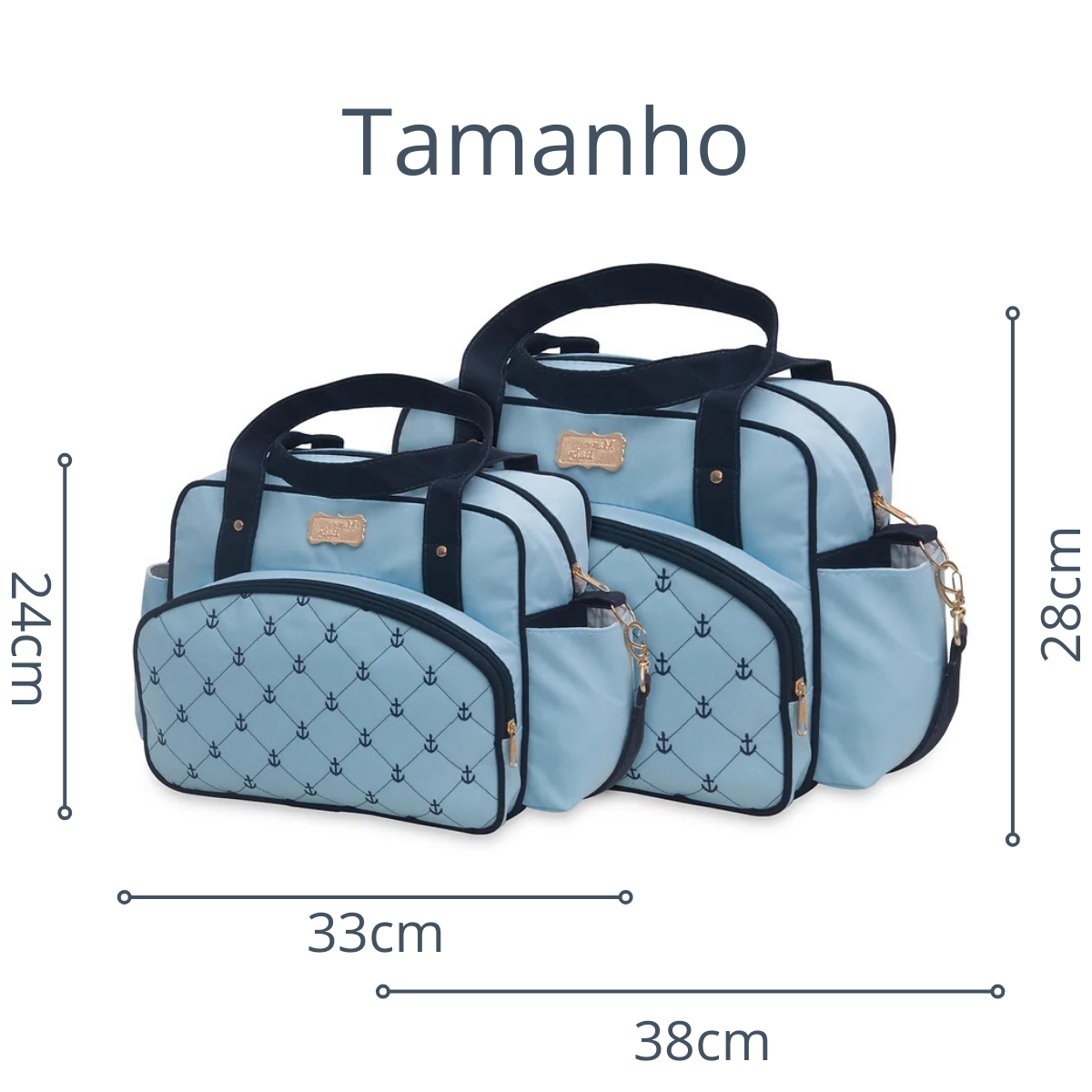 Kit 2 Bolsas Mala Saída Maternidade Bebê Luxo Com Alça Kit