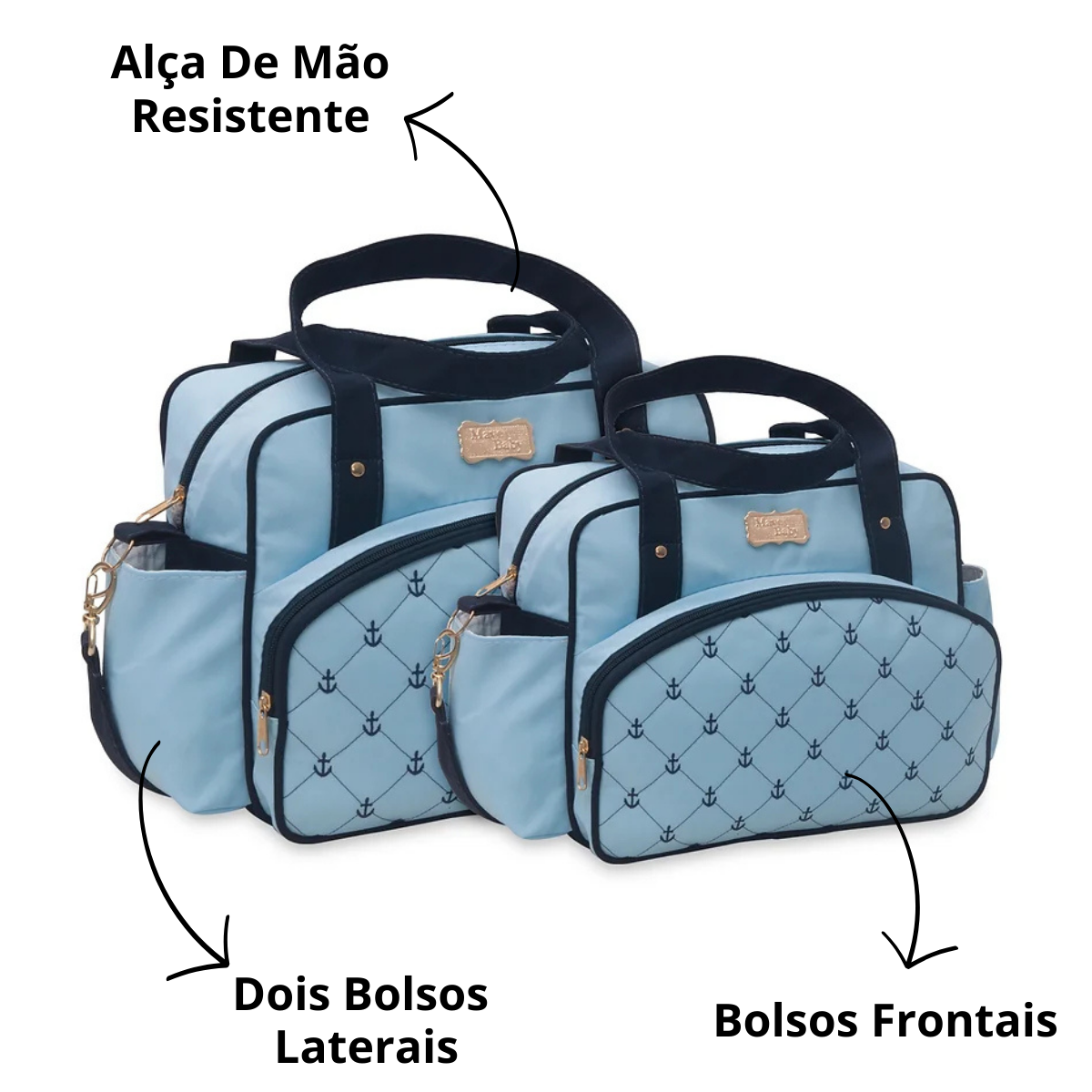 Kit 2 Bolsas Mala Saída Maternidade Bebê Luxo Com Alça Kit