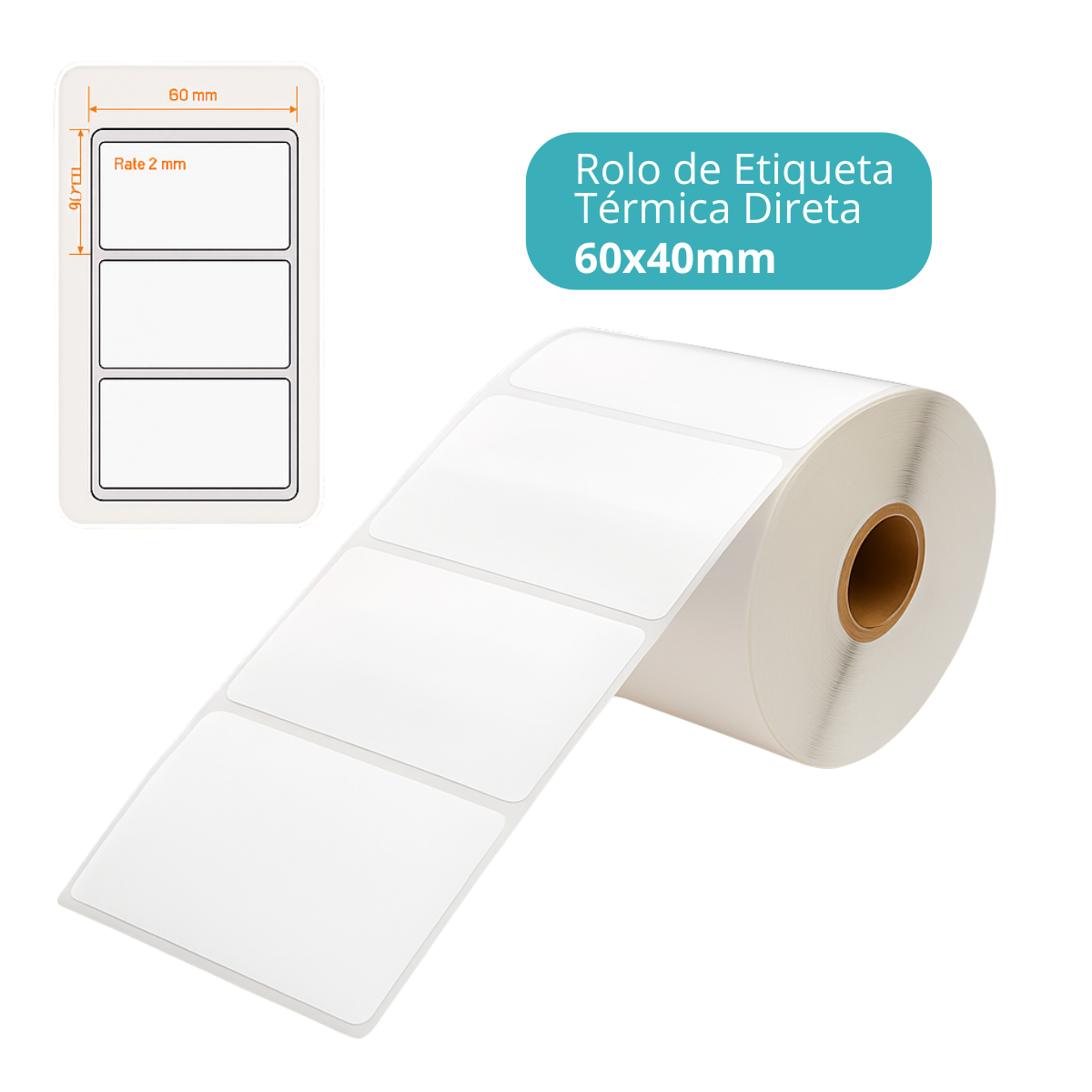 Rolos Etiquetas Térmica 60x40mm Full 1 Coluna 800 Unidades Por Rolo 6x4cm Sku