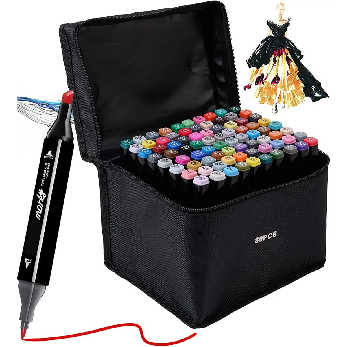Conjunto Estojo Canetas Permanente 60 Un Marcador De Colorir