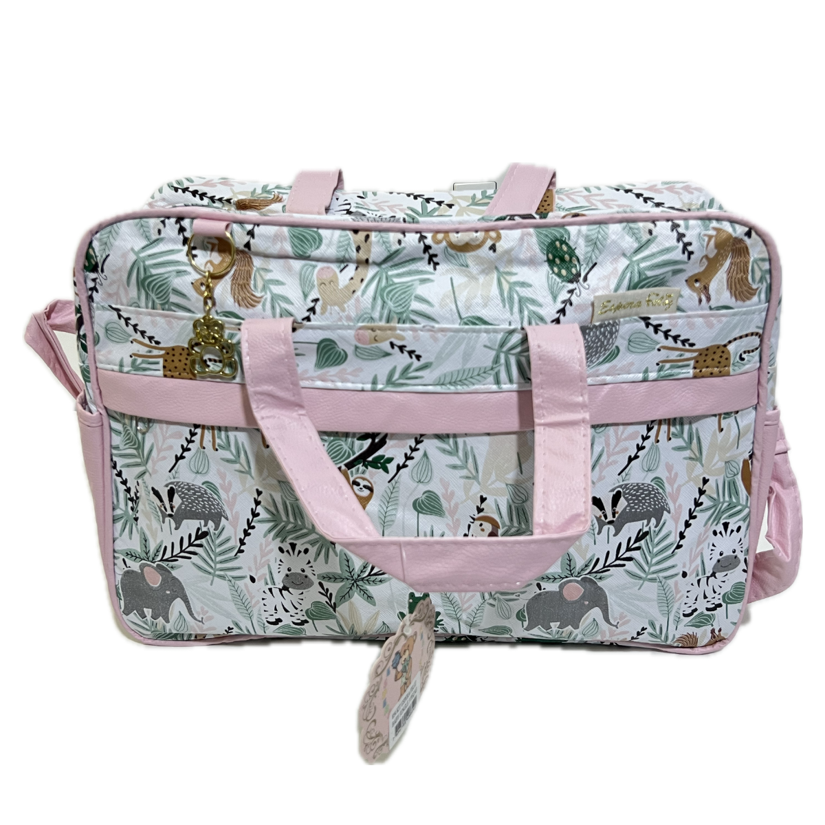 Kit Bolsa Maternidade 3 Peças Trocador Animais Safari Bebê