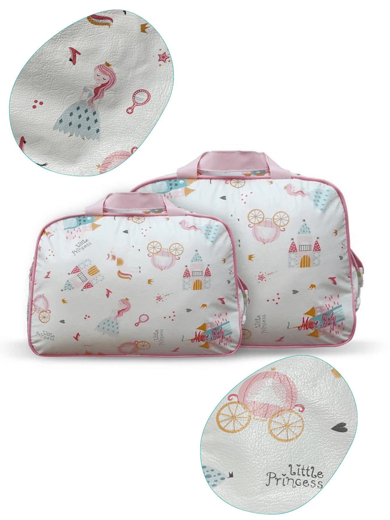 Bolsa Saída Maternidade Princesa 2 Peças Reforçada Impermeável Mave Baby Mala Menino Menina Bebê Barata