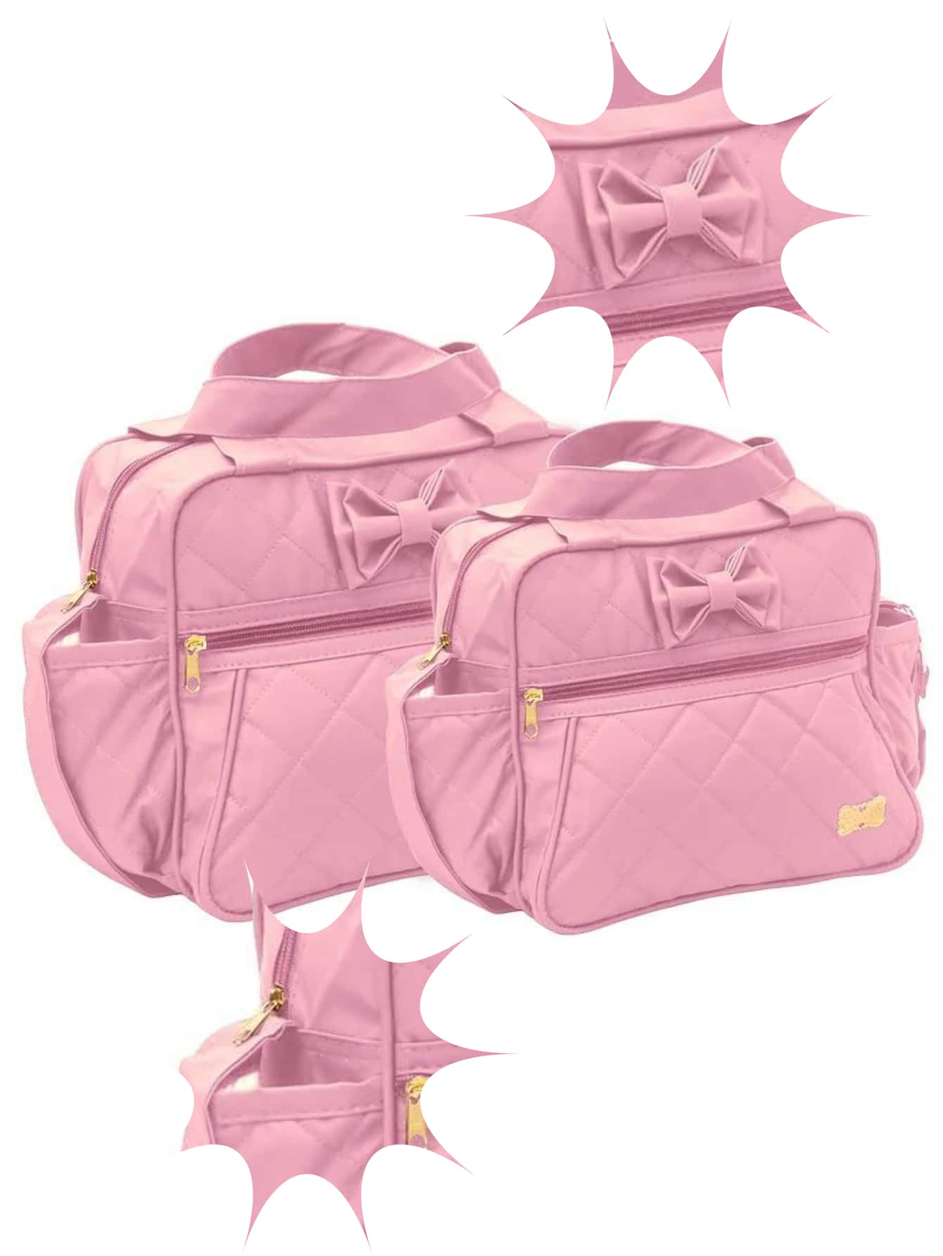 Kit Bolsa Maternidade Rosas 2 Peças Impermeável Luxo Mala De Flor Reforçada Menino Menina Bebê Barato