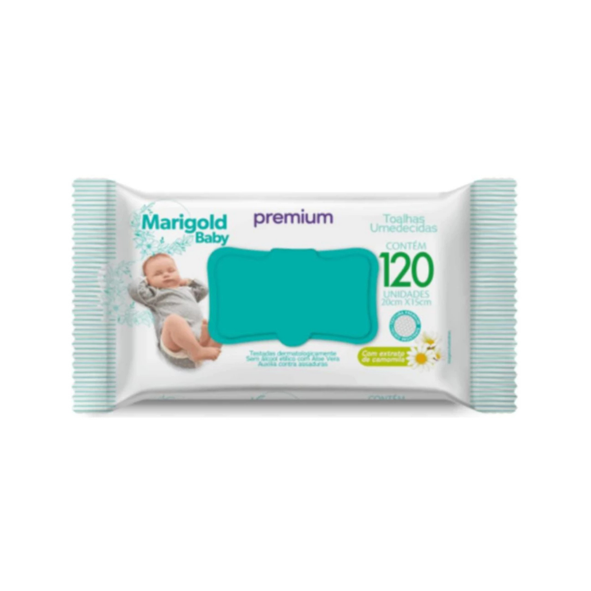 Kit 720 Toalhas Umedecidas Marigold Baby Camomila 6 Pacotes De Lenço Premium Com 120 Cada