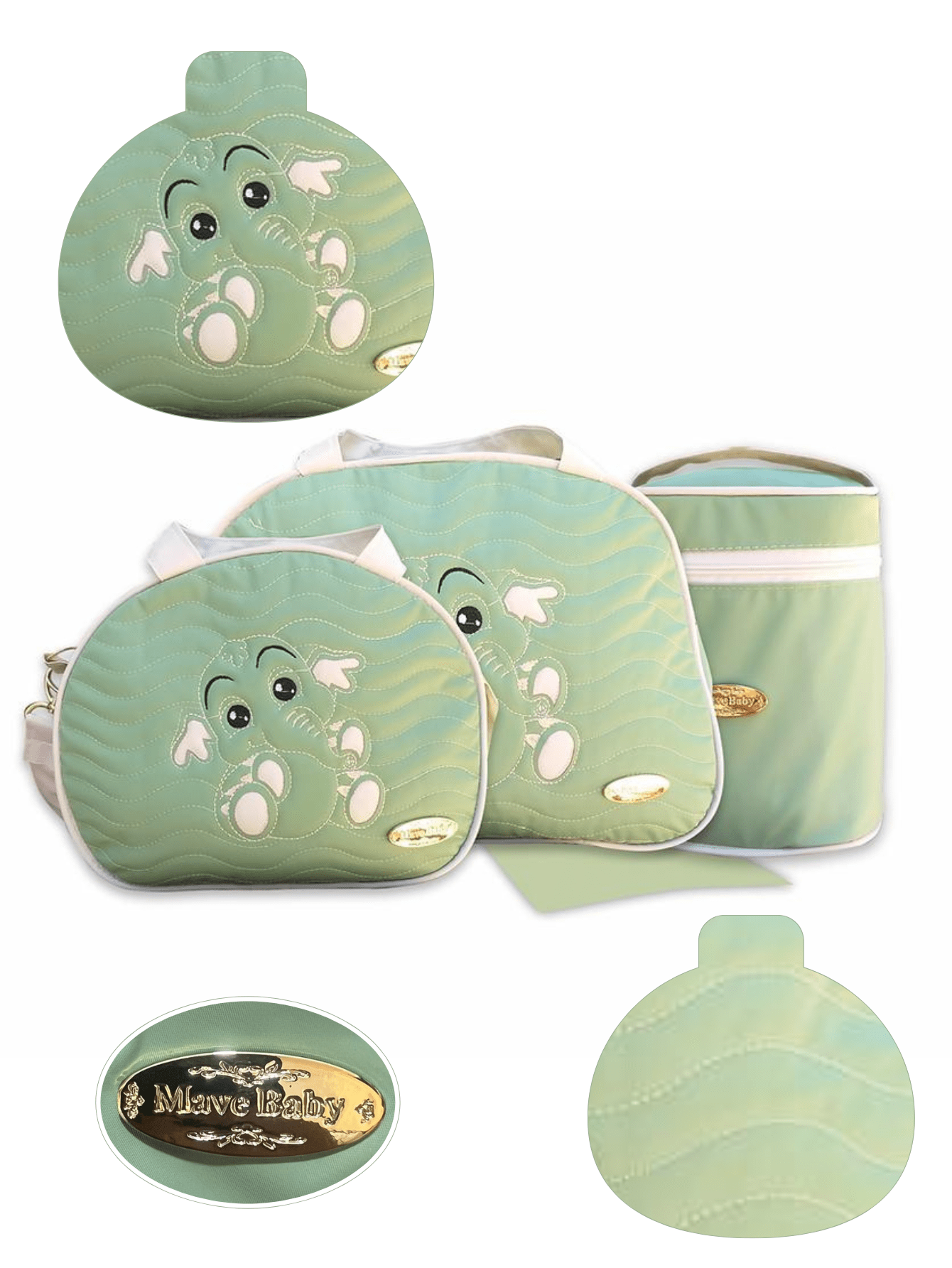 Kit Bolsa Saída Maternidade 4 Peças Frasqueira Trocador