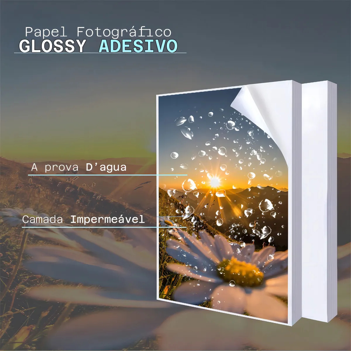 Papel Fotográfico Adesivo Glossy Brilhante 115g Jojo A4 Branco Folhas