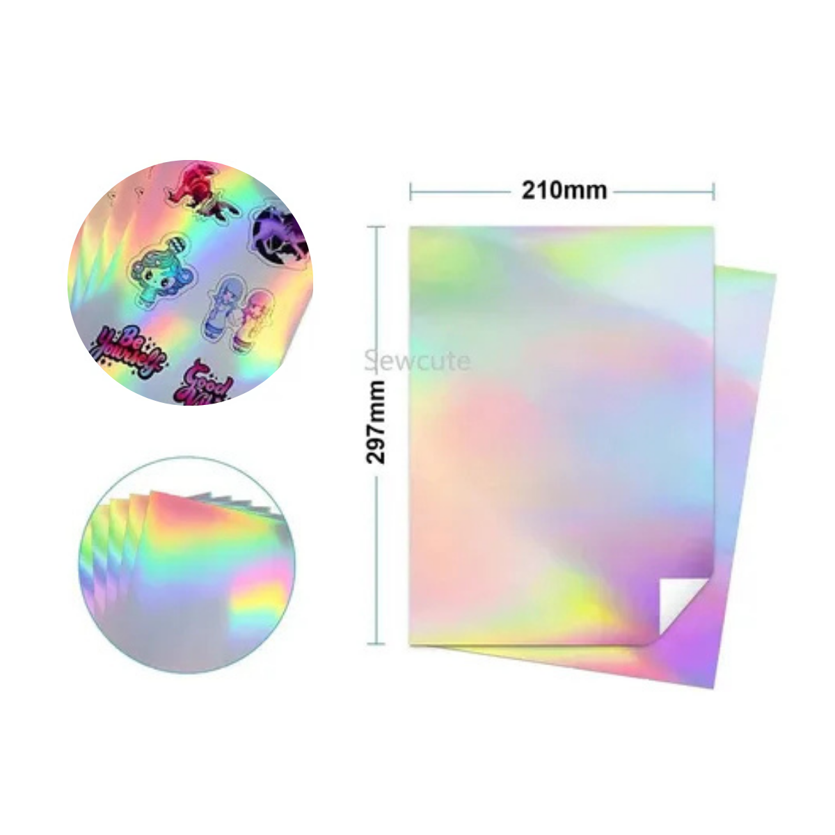 Papel Vinil Holográfico A4 40 Fls À Prova d’Água Jato Tinta