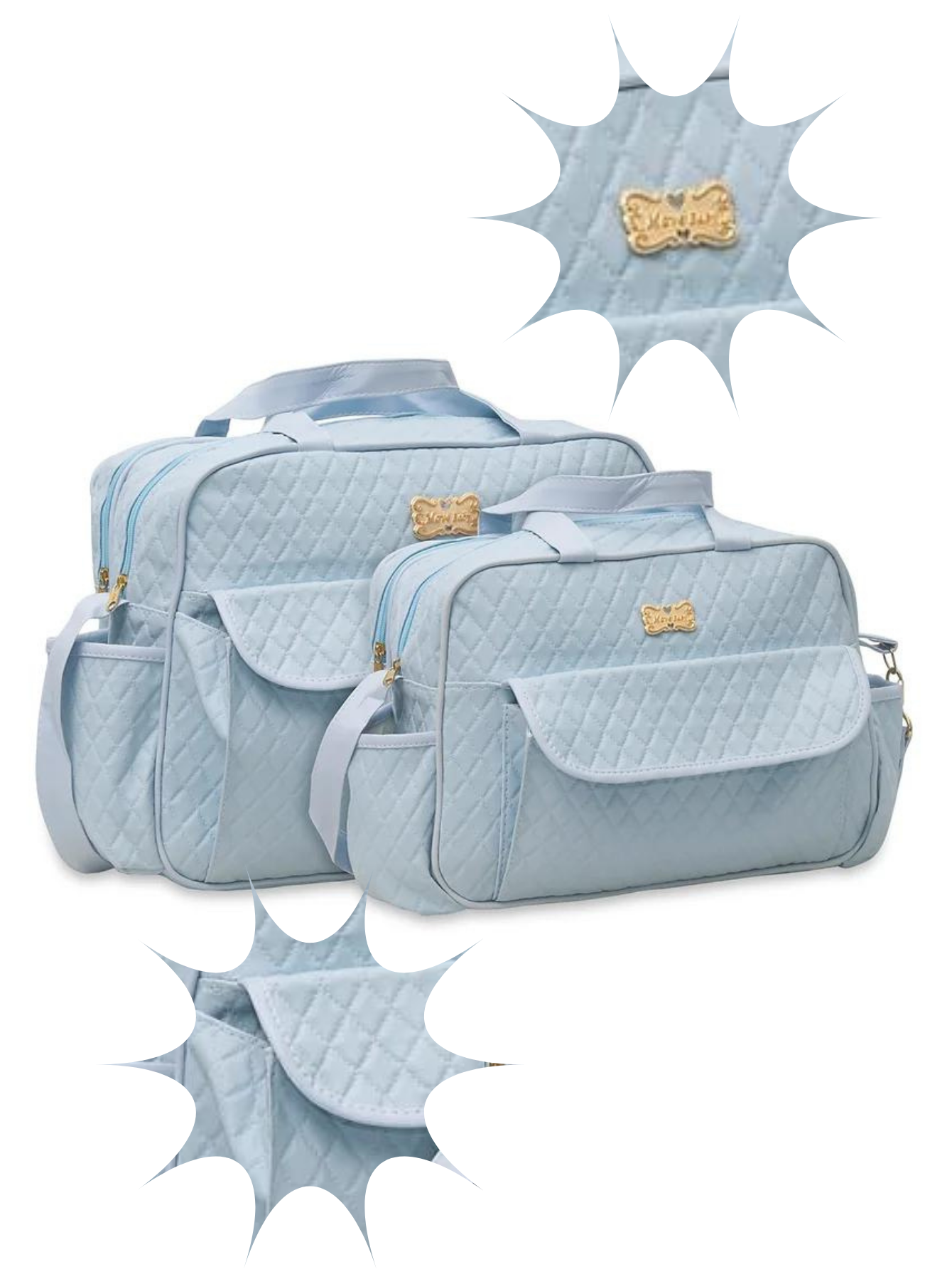 Kit Bolsa Saida Maternidade 2 Peças Impermeável Mala Reforçada Menino Menina Bebê