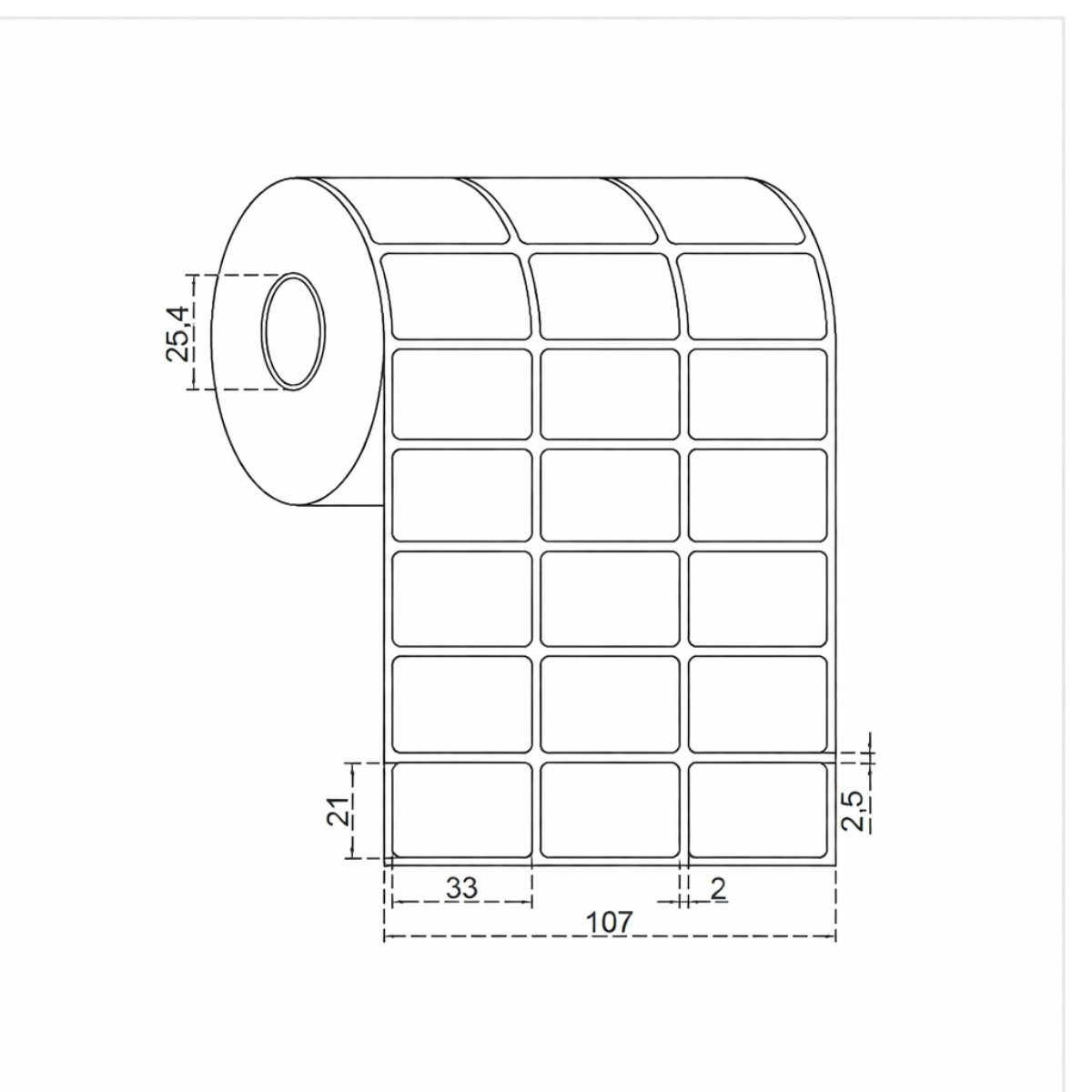 Etiqueta Térmica 3 Colunas 33x21mm 3.900 Etiquetas Adesiva Full Sku