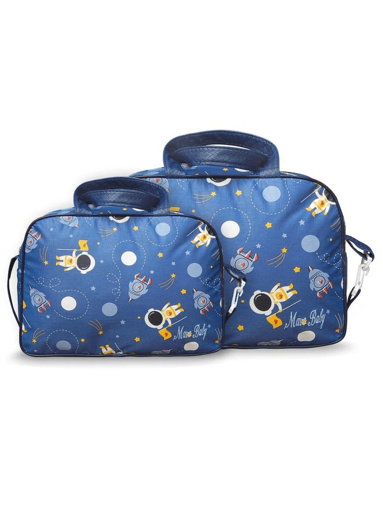 Kit Bolsa Mala Saída Maternidade Astronauta 2 Peças Reforçada Impermeável Menino Bebê