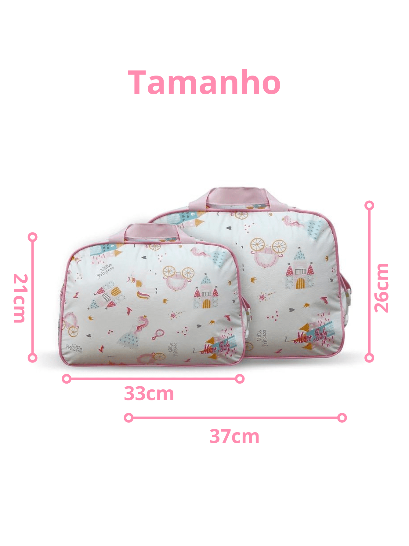 Bolsa Saída Maternidade Princesa 2 Peças Reforçada Impermeável Mave Baby Mala Menino Menina Bebê Barata