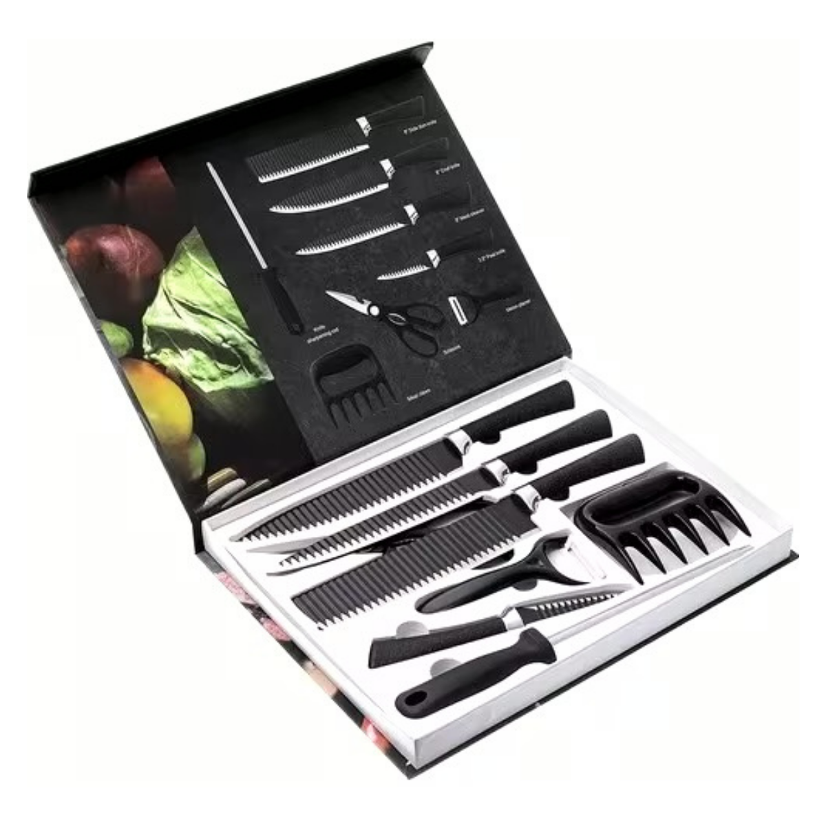 Jogo De Facas Chef Profissional Com 8 Peças Inox Churrasco