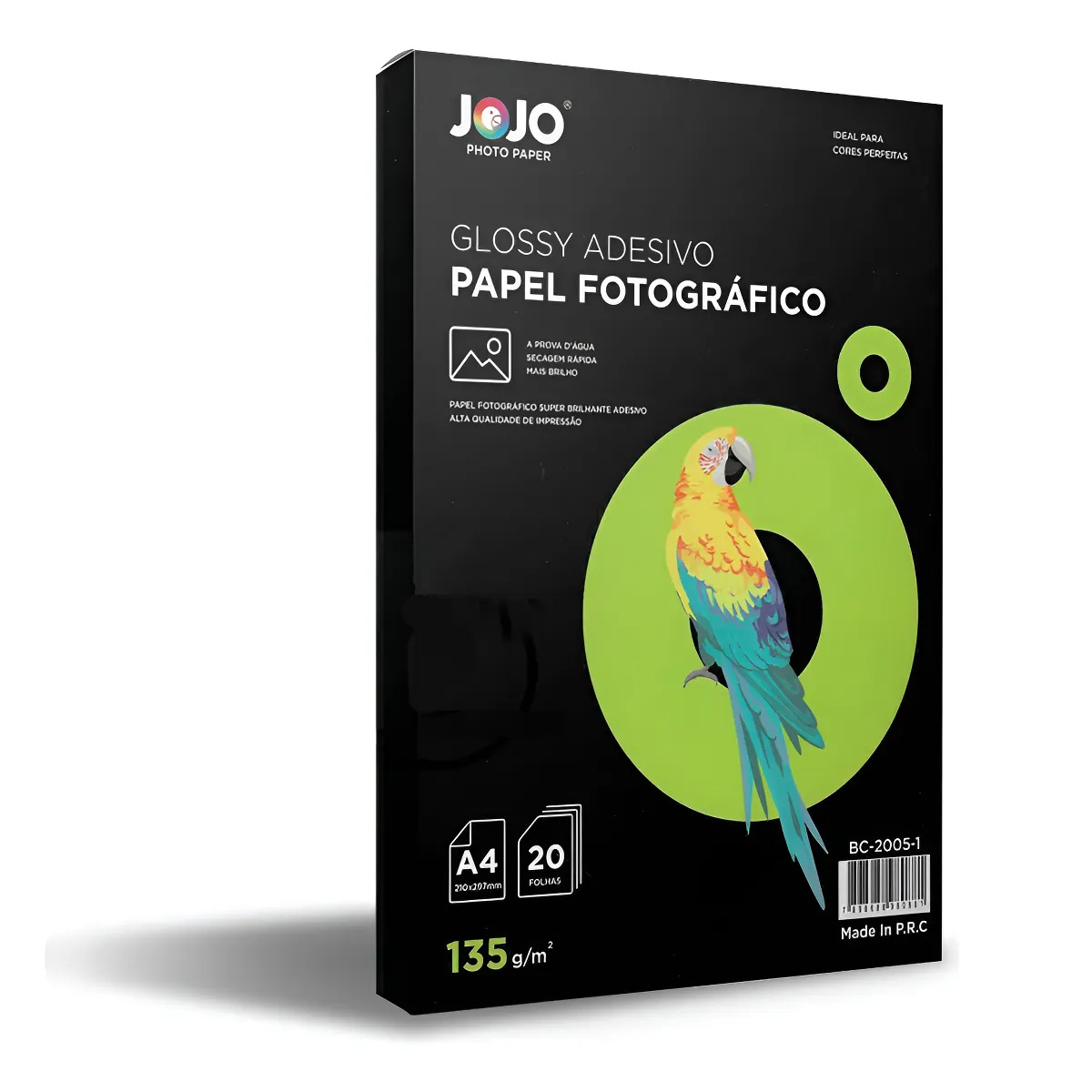 Papel Fotográfico Adesivo Glossy Brilhante 115g Jojo A4 Branco Folhas