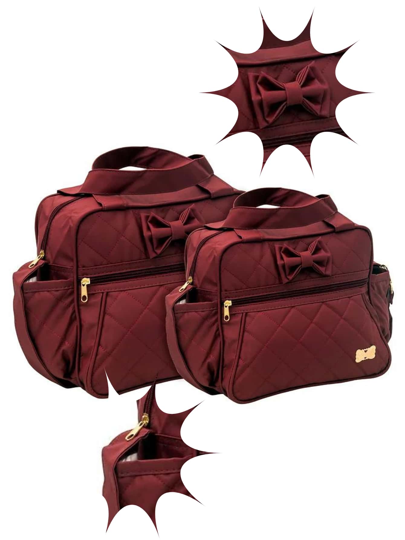 Kit Bolsa Maternidade Rosas 2 Peças Impermeável Luxo Mala De Flor Reforçada Menino Menina Bebê Barato