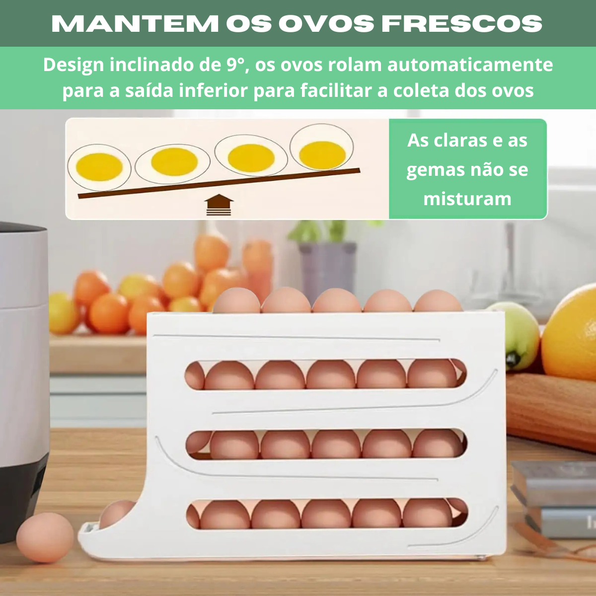 Porta Ovos Dispenser Organizador Bandeja De Ovos 4 Andar