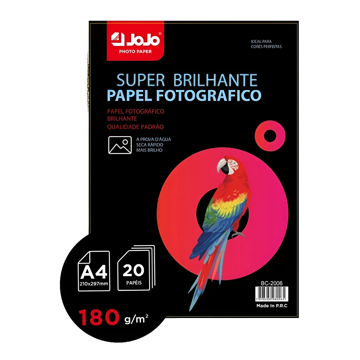 Papel Fotográfico Glossy Brilhante 180g Jojo A4 Branco Folhas