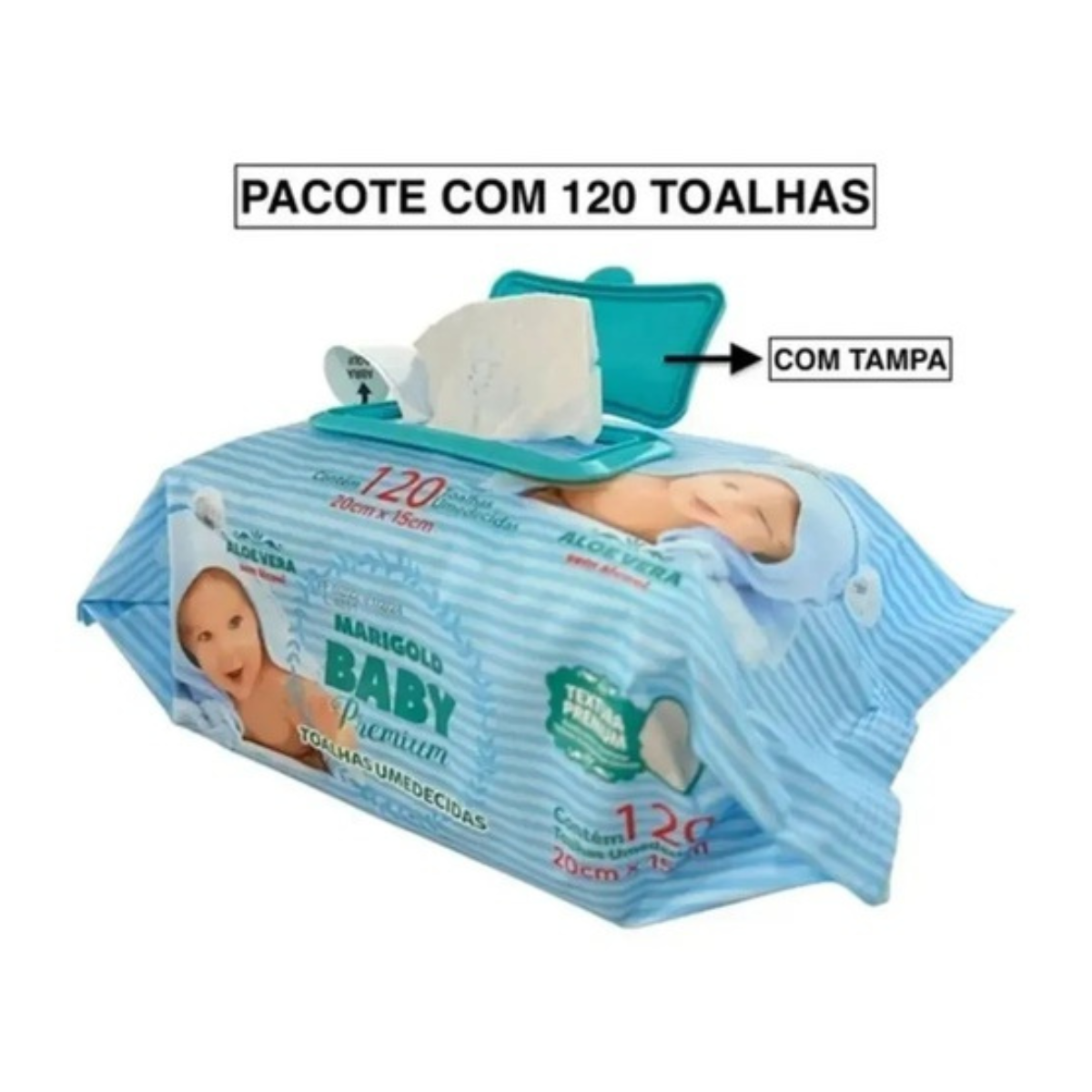 Kit 720 Toalhas Umedecidas Marigold Baby 6 Pacotes De Lenço Premium Com 120 Cada